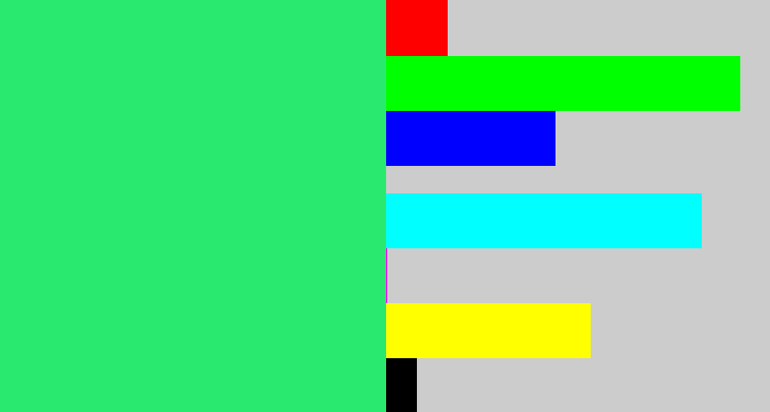 Hex color #29ea6f - spearmint