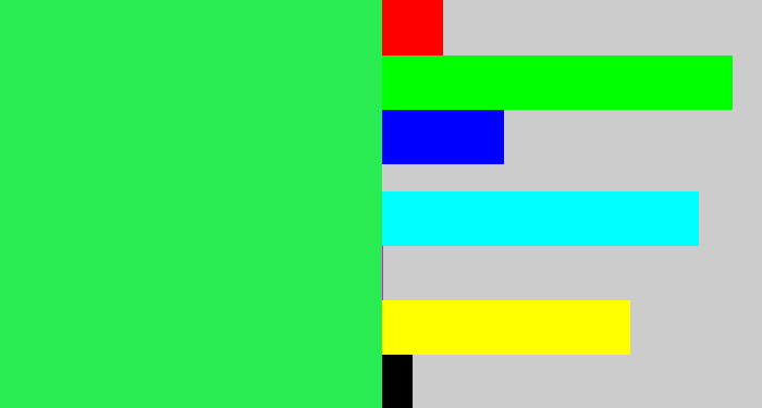 Hex color #29eb52 - bright light green