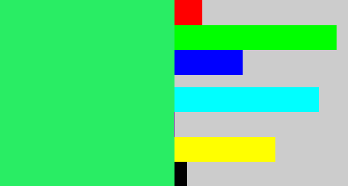 Hex color #29ed64 - bright light green