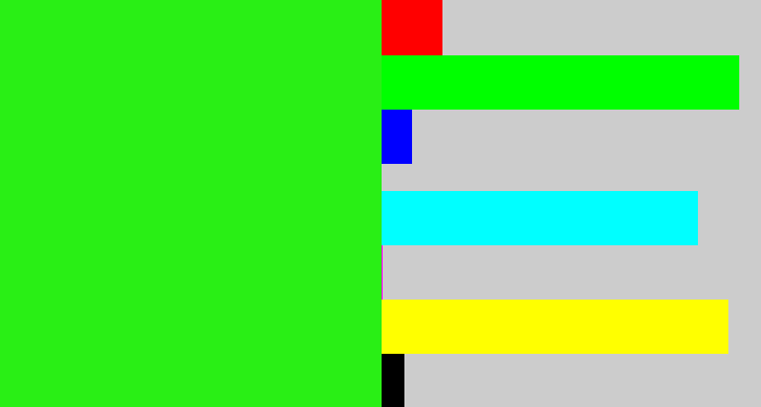 Hex color #29ef15 - vivid green