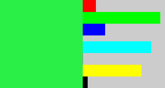 Hex color #29ef46 - bright light green