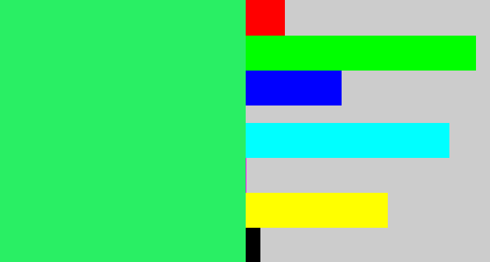 Hex color #29ef64 - bright light green