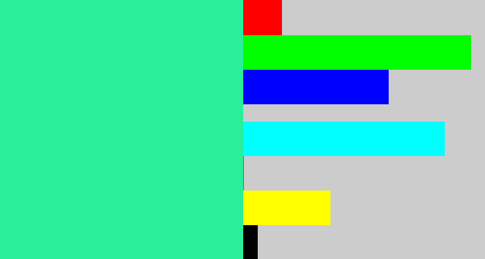 Hex color #29ef9a - wintergreen