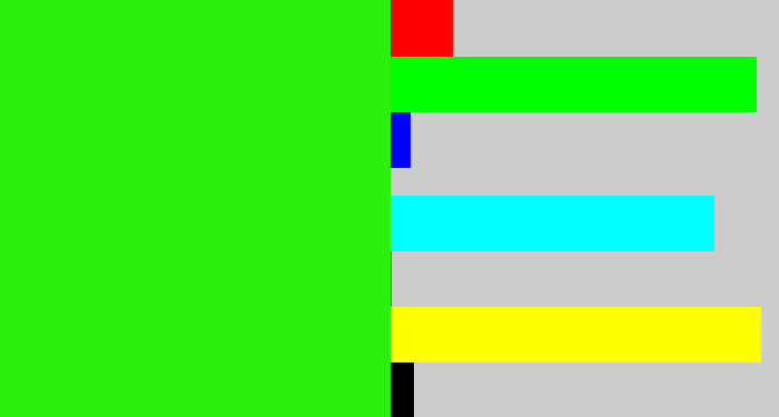 Hex color #29f00c - vivid green
