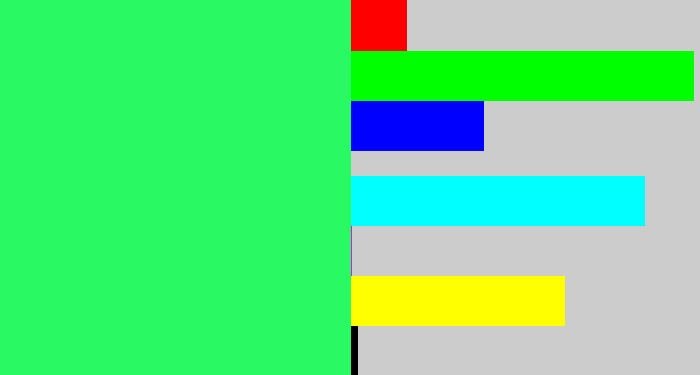 Hex color #29f962 - bright light green
