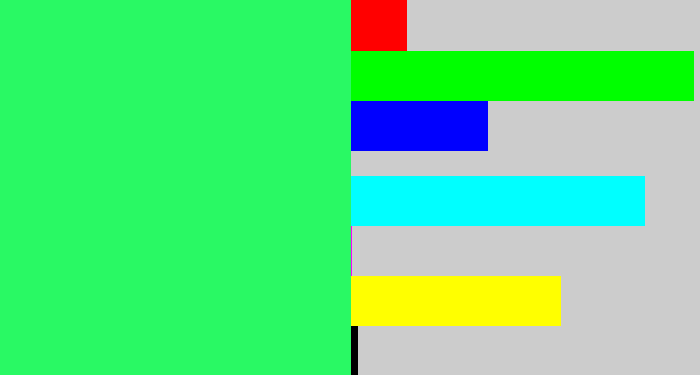 Hex color #29f964 - bright light green