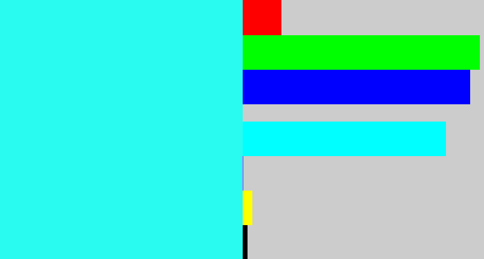 Hex color #29fbf0 - bright light blue