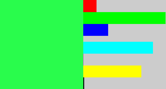 Hex color #29fc4c - bright light green