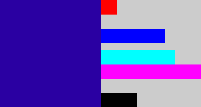 Hex color #2a00a2 - ultramarine
