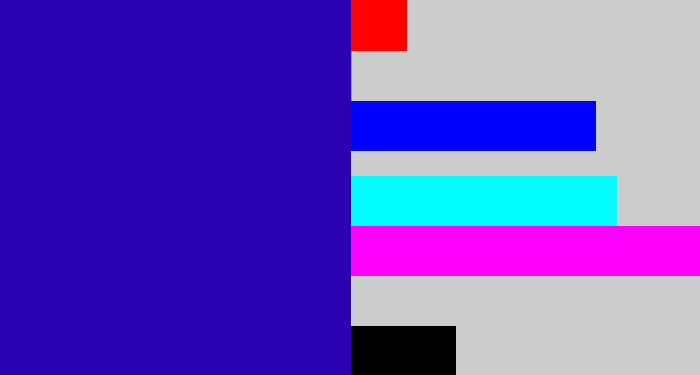 Hex color #2a00b2 - ultramarine
