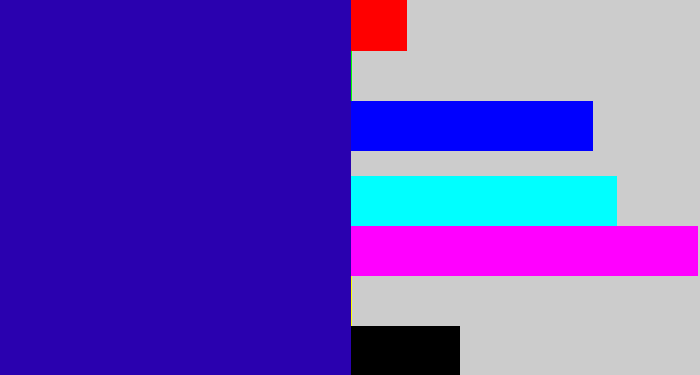 Hex color #2a01af - ultramarine