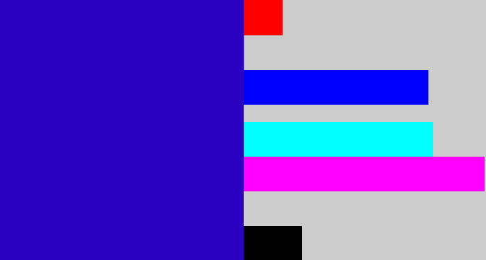 Hex color #2a01c1 - ultramarine