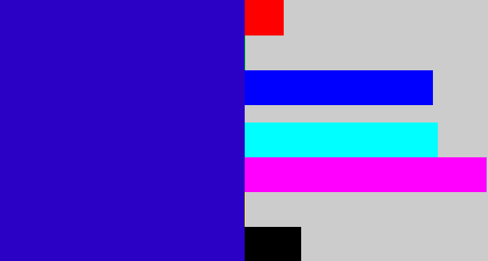 Hex color #2a01c5 - ultramarine