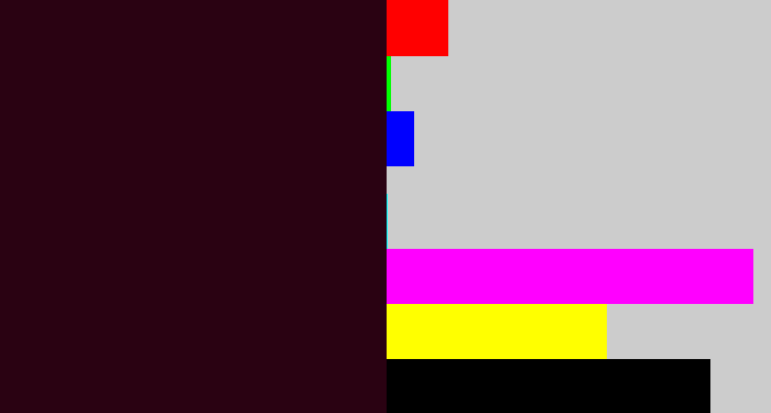 Hex color #2a0212 - dark maroon