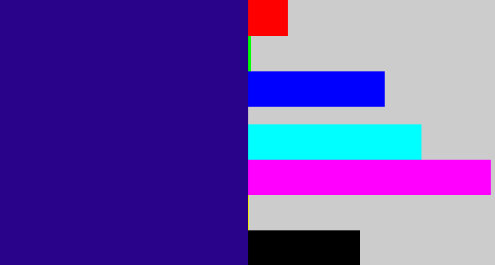 Hex color #2a038b - indigo