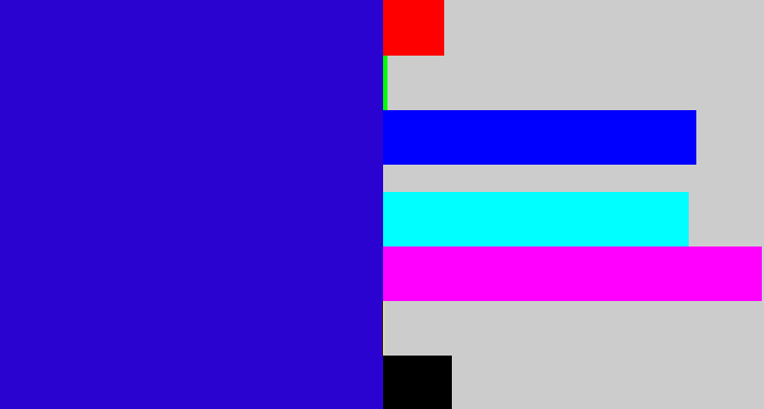 Hex color #2a03d1 - ultramarine blue