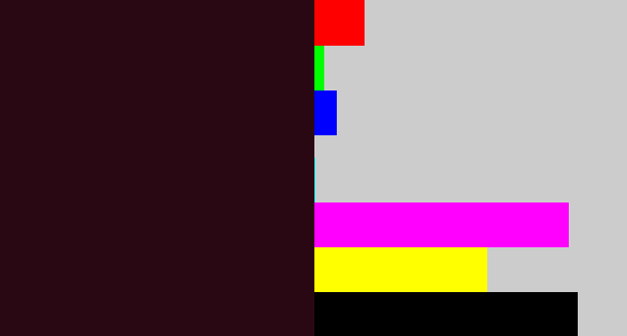 Hex color #2a0813 - dark maroon
