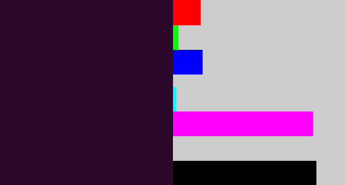 Hex color #2a082b - very dark purple