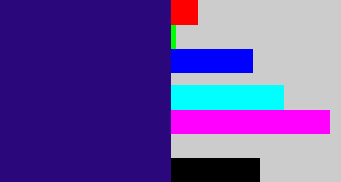 Hex color #2a087b - indigo
