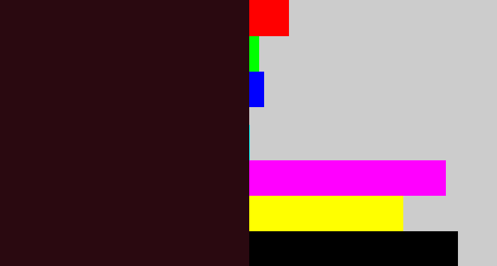 Hex color #2a0910 - dark maroon