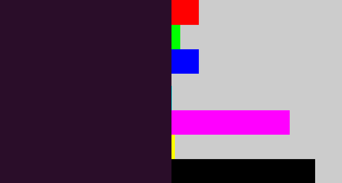 Hex color #2a0d29 - very dark purple
