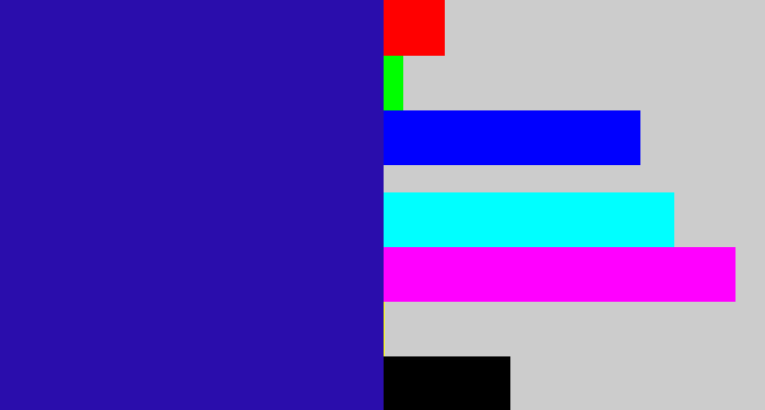 Hex color #2a0dac - ultramarine