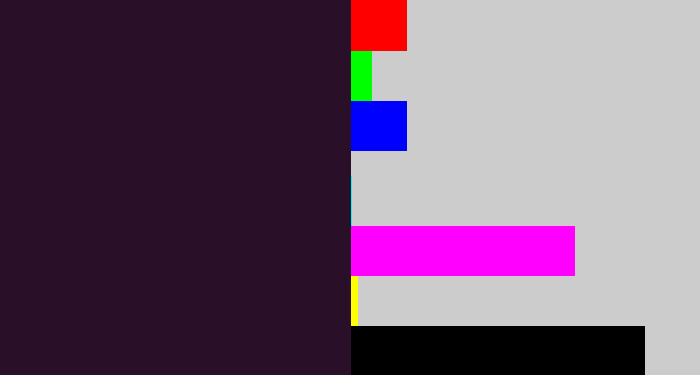 Hex color #2a0f29 - very dark purple