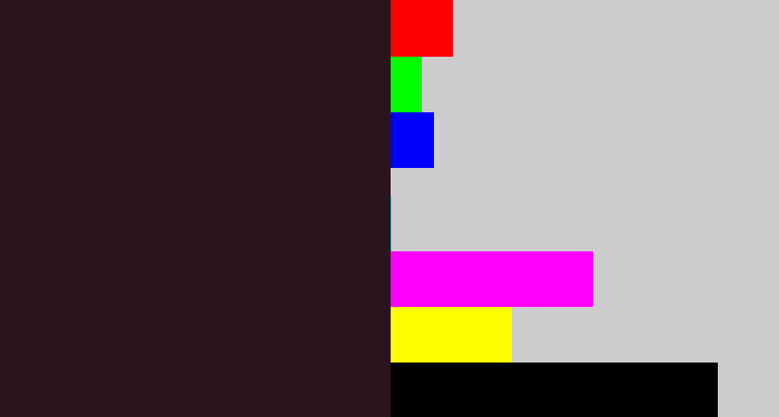 Hex color #2a141d - dark