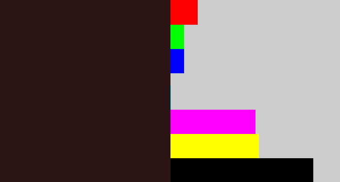 Hex color #2a1514 - dark brown