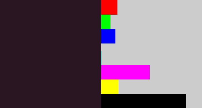 Hex color #2a1623 - dark