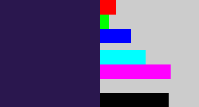 Hex color #2a174e - dark indigo