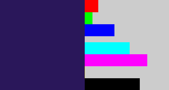 Hex color #2a175a - dark indigo