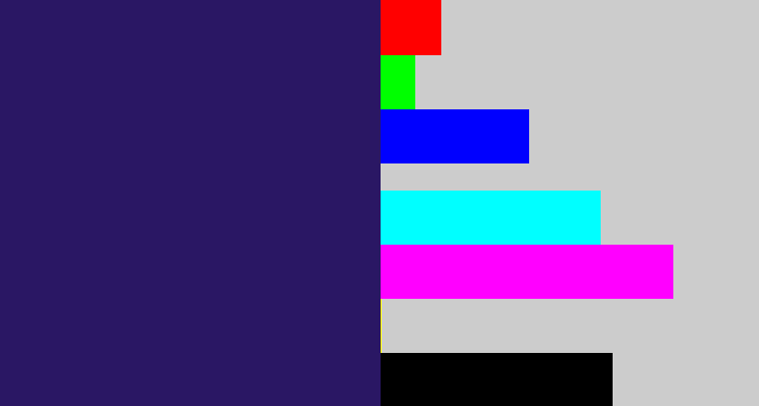 Hex color #2a1764 - dark indigo
