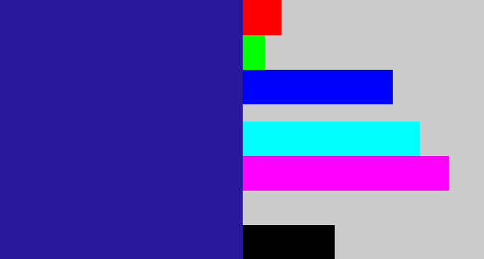 Hex color #2a179d - indigo blue