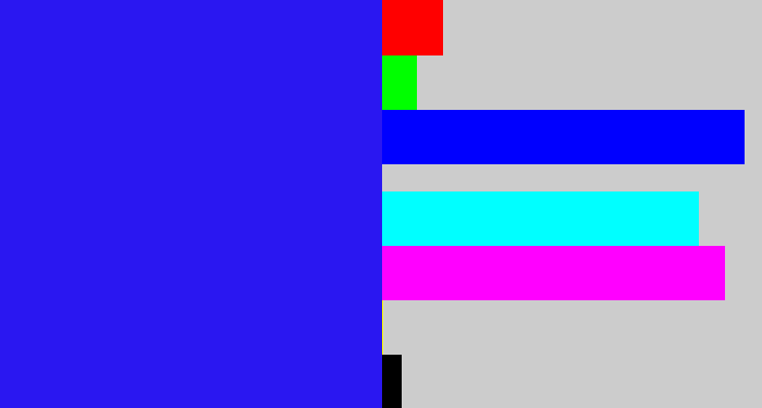 Hex color #2a17f1 - light royal blue