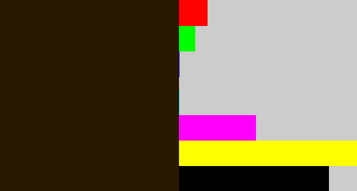 Hex color #2a1800 - dark brown