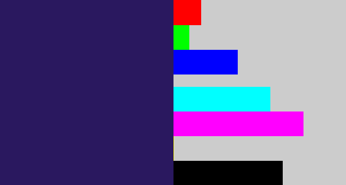 Hex color #2a185f - dark indigo