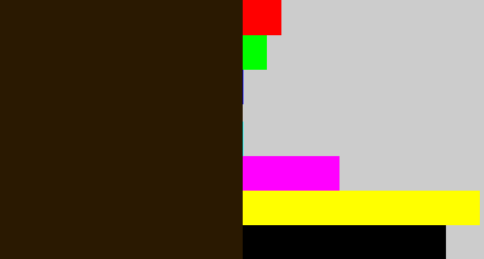 Hex color #2a1901 - dark brown