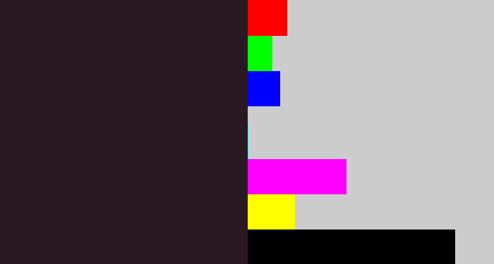 Hex color #2a1922 - dark
