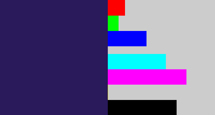Hex color #2a195b - dark indigo