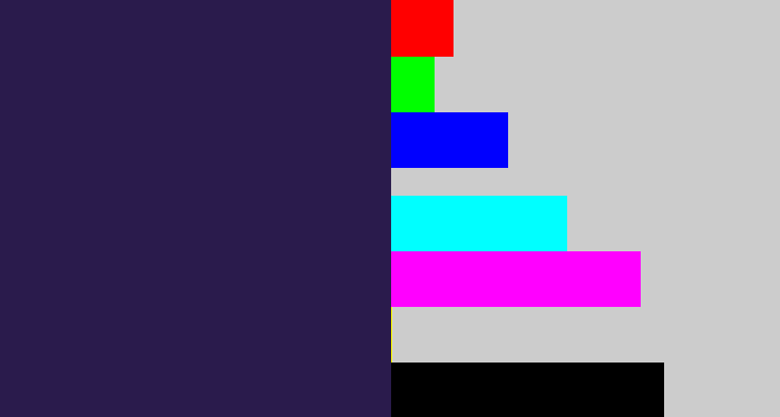 Hex color #2a1b4c - dark indigo