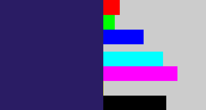 Hex color #2a1c64 - dark indigo