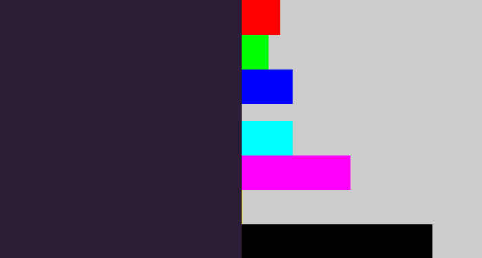 Hex color #2a1d35 - dark