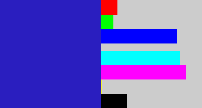 Hex color #2a1ebf - indigo blue