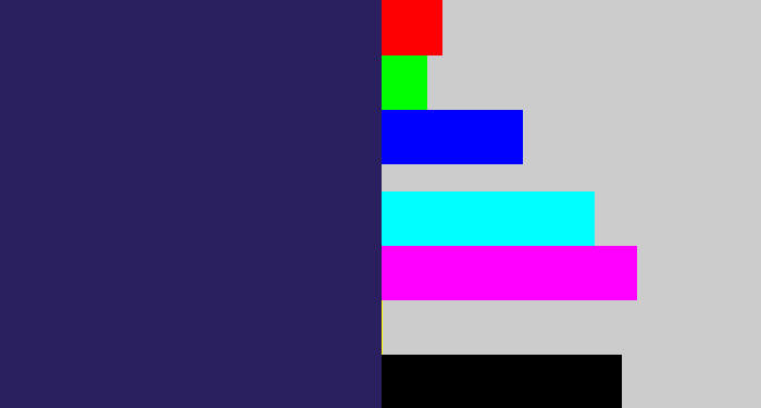 Hex color #2a1f5f - dark indigo
