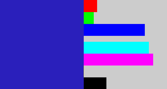Hex color #2a1fbb - indigo blue