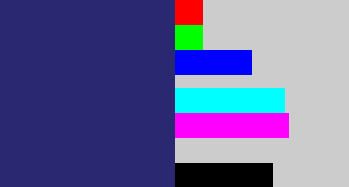 Hex color #2a2871 - dark slate blue
