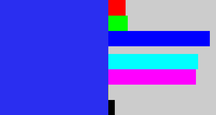 Hex color #2a2ef0 - light royal blue