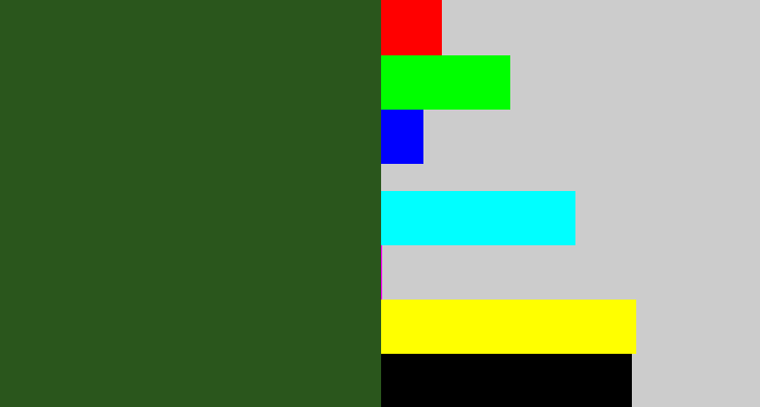 Hex color #2a561c - navy green