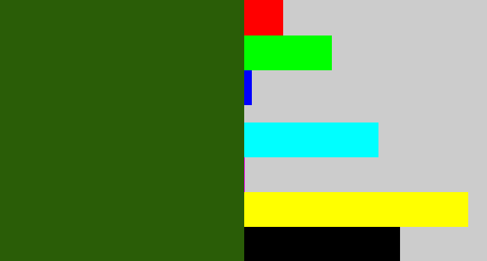 Hex color #2a5d07 - navy green